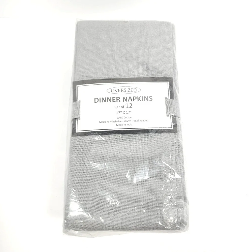 Cotton Clinic Cloth Dinner Napkins Grey Oversized 17